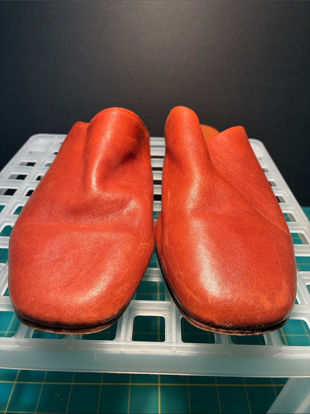 Free People Leather Slide Mules in Rust Orange